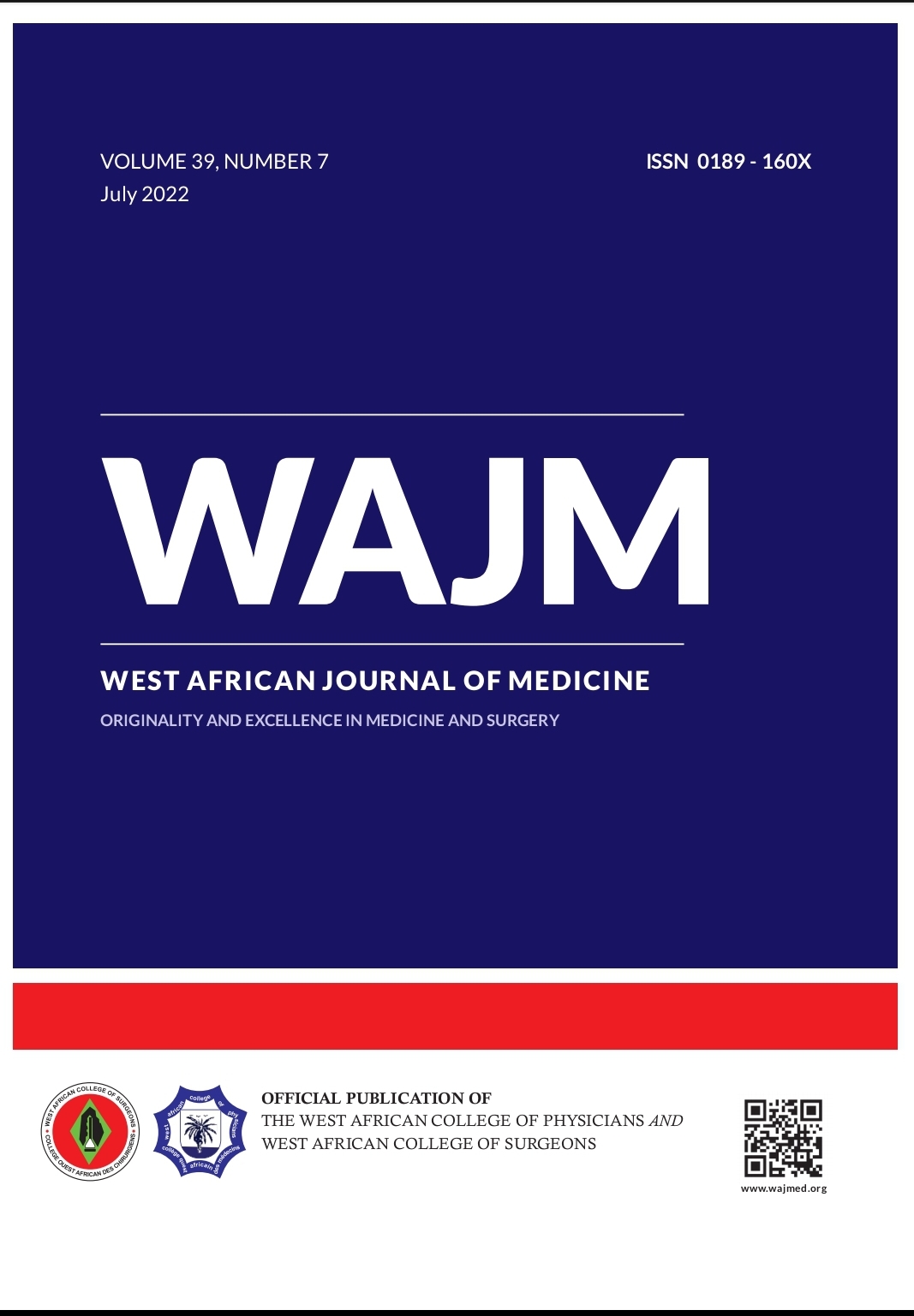 					View Vol. 39 No. 7 (2022): The West African Journal of Medicine
				